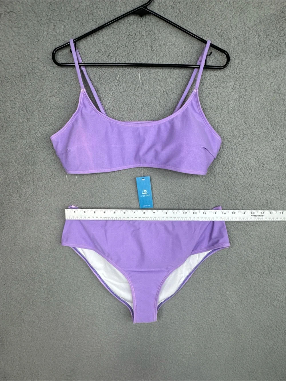Cupshe Two Piece Swimsuit Bracelet/Full Coverage Bottom Purple Womens Sz XL NWT